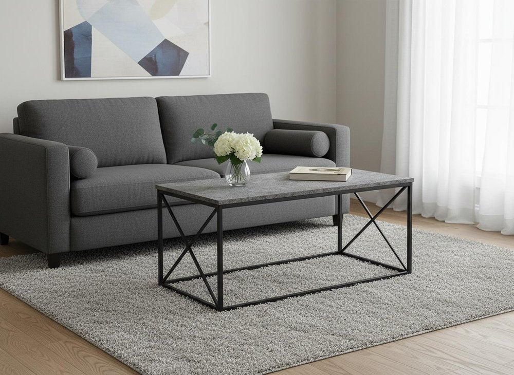 41" Gray And Black Wood And Metal Coffee Table HomeRoots