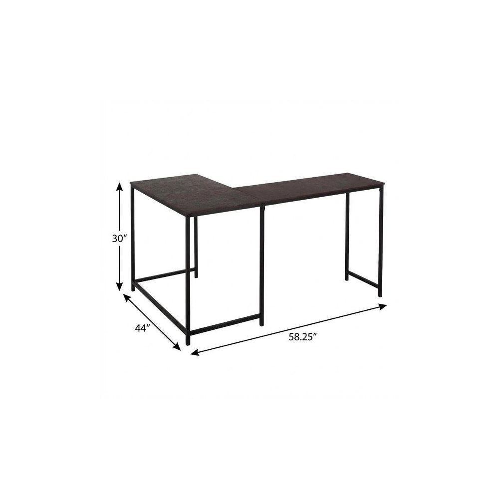 58" Espresso and Black L Shape Computer Desk HomeRoots