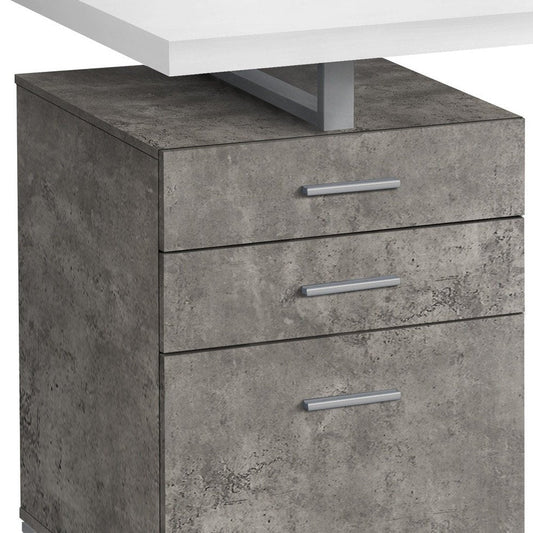 47" White and Gray Computer Desk With Three Drawers HomeRoots