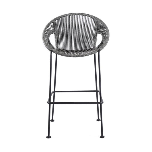 40" Light Gray Metal Low back Outdoor Counter Height Bar chair with Footrest HomeRoots