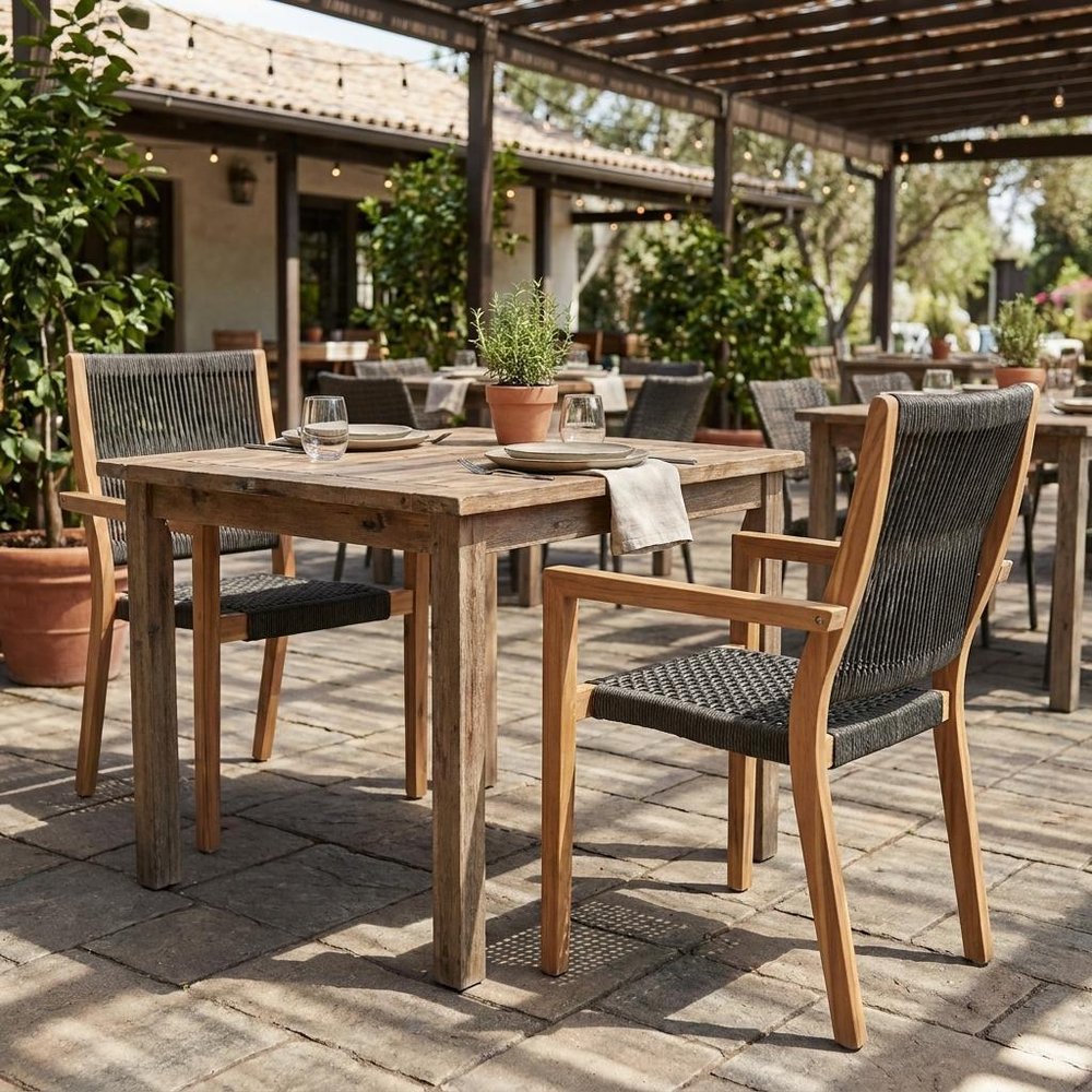 Set of Two 23" Charcoal and Natural Wood Solid Wood Outdoor Arm Chair HomeRoots