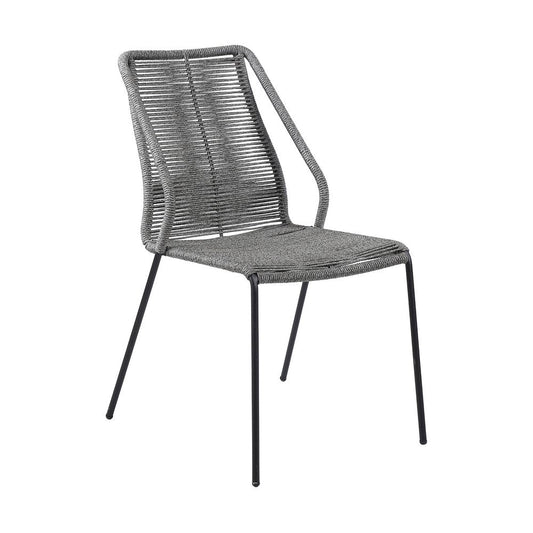 Set of Two 22" Gray Metal Outdoor Dining Chair HomeRoots