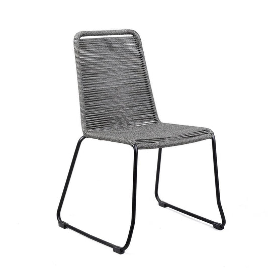 Set of Two 23" Gray Metal Outdoor Dining Chair HomeRoots