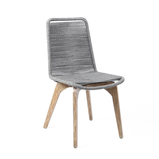 Set of Two 18" Gray Solid Wood Outdoor Dining Chair