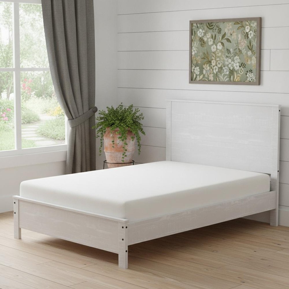 White Shiplap Texture Distressed Solid Wood Twin Bed Frame HomeRoots