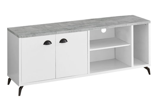 60" White Cabinet Enclosed Storage TV Stand HomeRoots