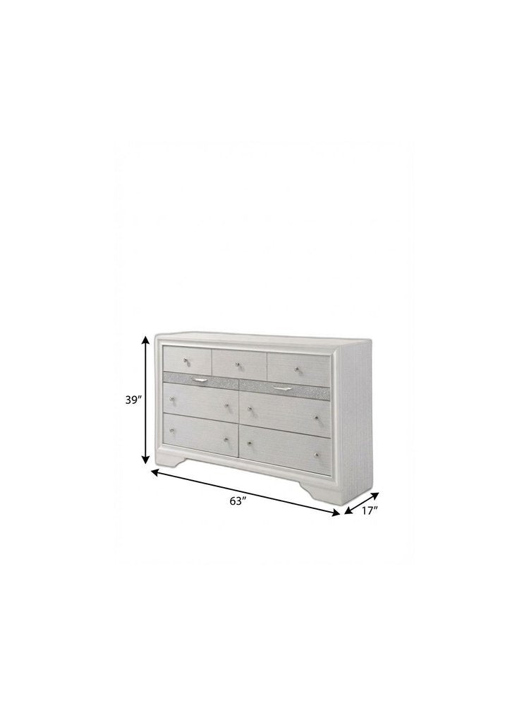 63" White Manufactured Wood Nine Drawer Triple Dresser HomeRoots