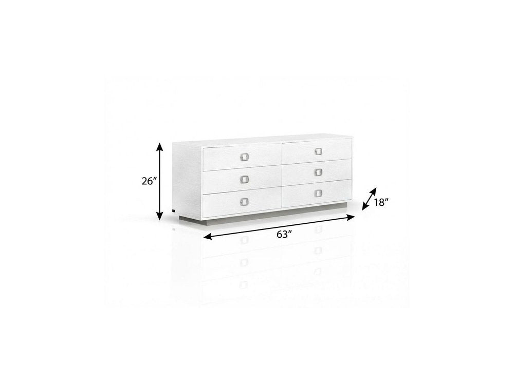 63" White Solid And Manufactured Wood Six Drawer Dresser HomeRoots
