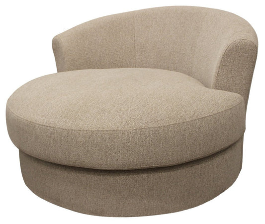 44" Sand Linen Upholstered Swivel Round Accent Chair And Toss Pillows HomeRoots