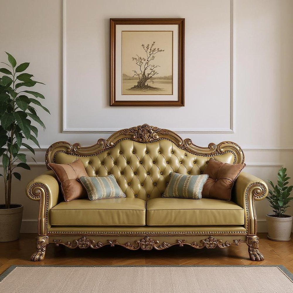 85" Bone Faux Leather Wood Sofa With Toss Pillows HomeRoots