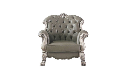 45" Champagne Faux Leather Arm Chair HomeRoots