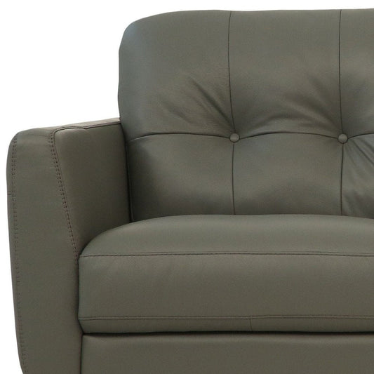 83" Green Leather Sofa With Black Legs HomeRoots