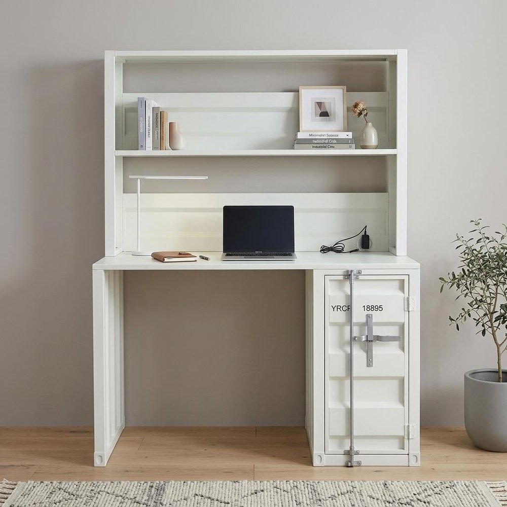 47" White Metal Writing Desk HomeRoots