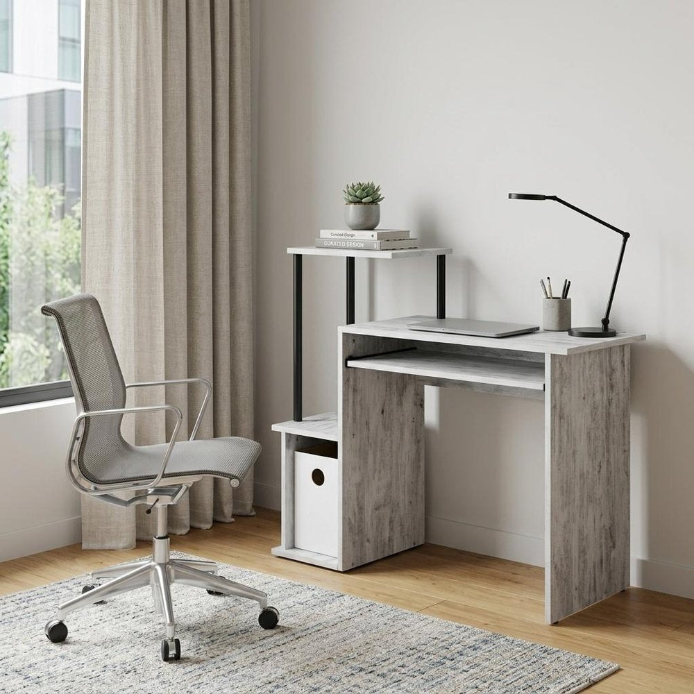 37" Antiqued White Computer Desk HomeRoots
