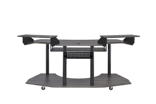 71" Dark Gray and Black Music Recording Studio Desk HomeRoots