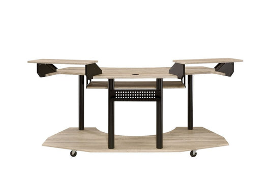 71" Natural and Black Music Recording Studio Desk HomeRoots