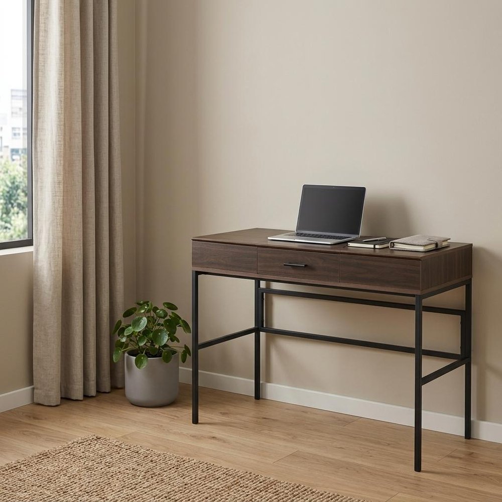 42" Brown and Black Writing Desk HomeRoots