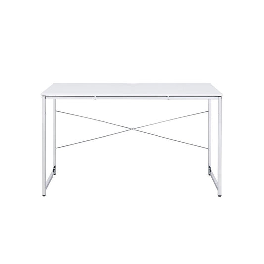 47" White and Silver Writing Desk HomeRoots