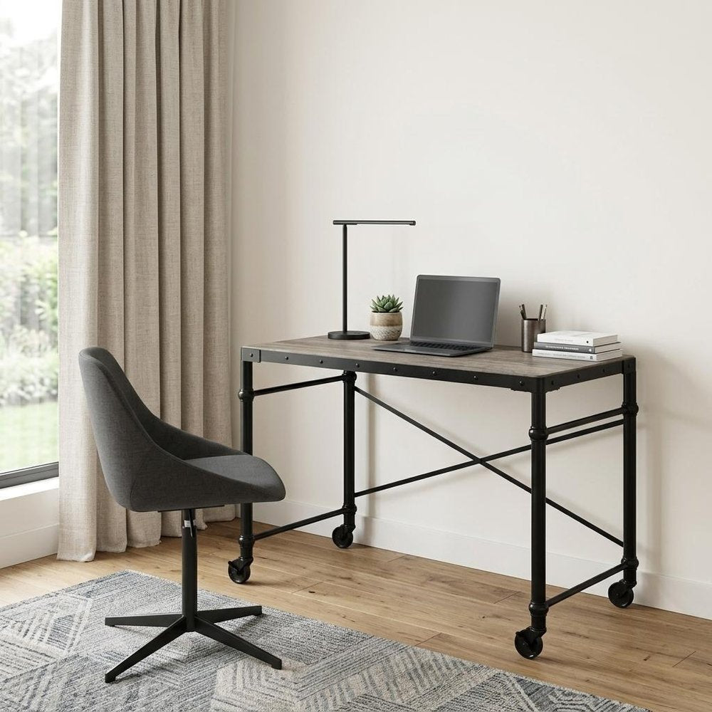 47" Brown and Black Writing Desk HomeRoots