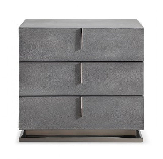 22" Gray Solid and Manufactured Wood Three Drawer Nightstand HomeRoots