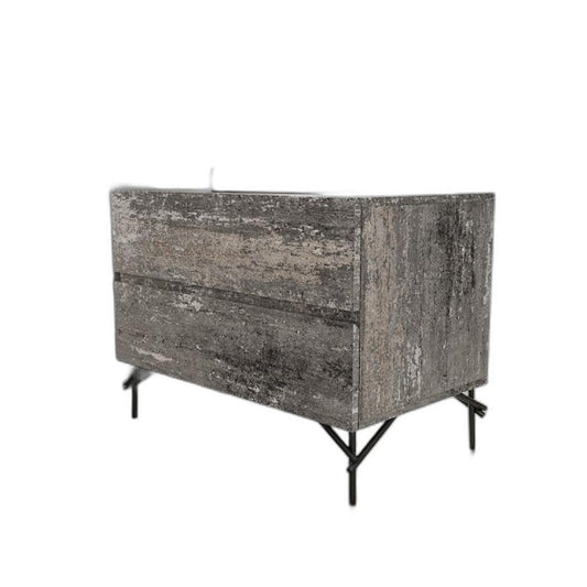 21" Gray Iron and Wood Two Drawer Nightstand HomeRoots