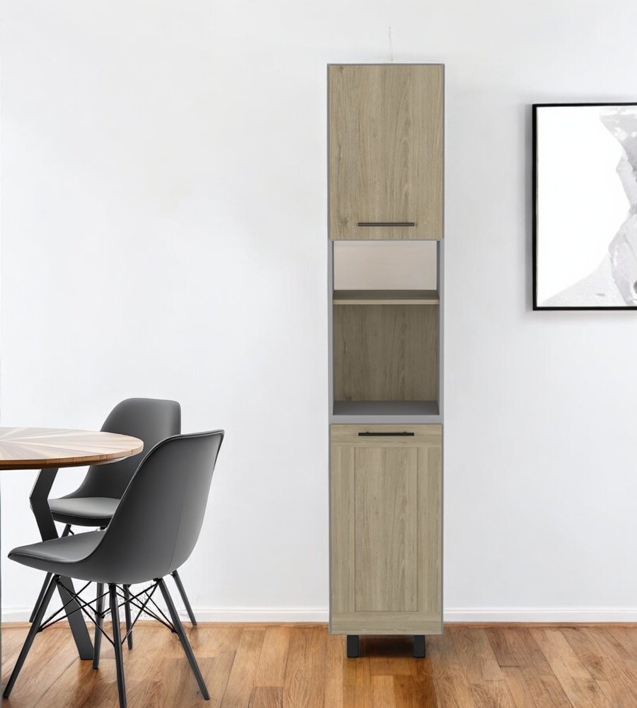 82" Gray And Oak Wood Pantry Or Storage Closet HomeRoots