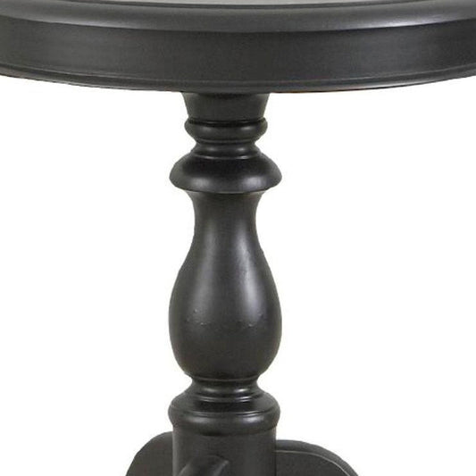 25" Black Manufactured Wood Round End Table HomeRoots