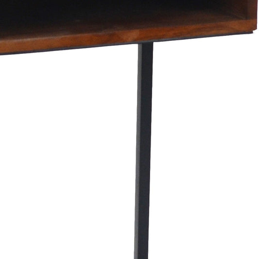 24" Gold And Natural Solid Wood Square End Table HomeRoots