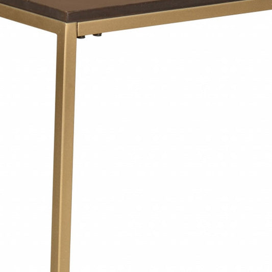 25" Dark Brown Solid Wood And Steel Frame End Table HomeRoots