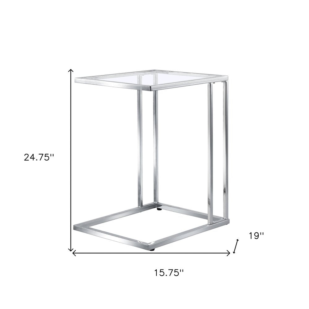 25" Chrome And Clear Glass Square End Table HomeRoots