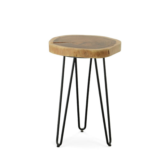 26" Black Solid Wood And Iron Round End Table HomeRoots