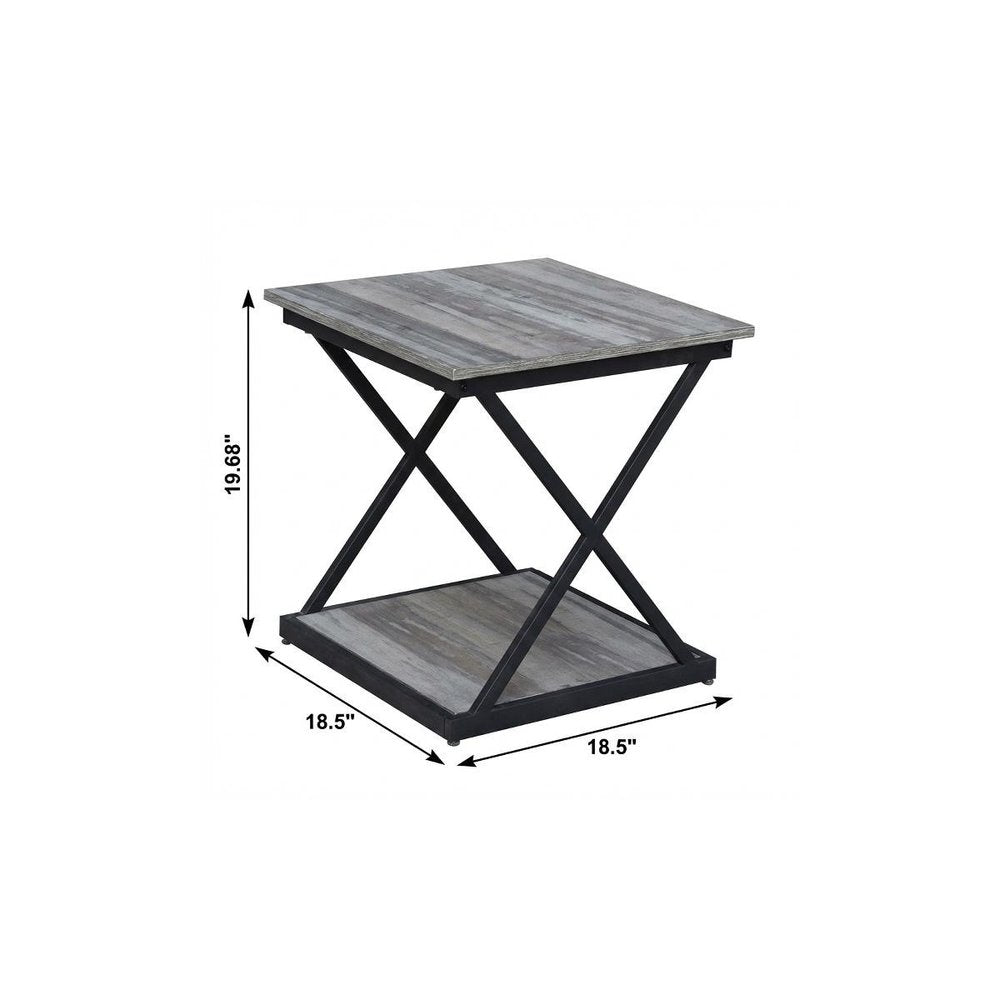 20" Black And Brown Manufactured Wood Square End Table HomeRoots