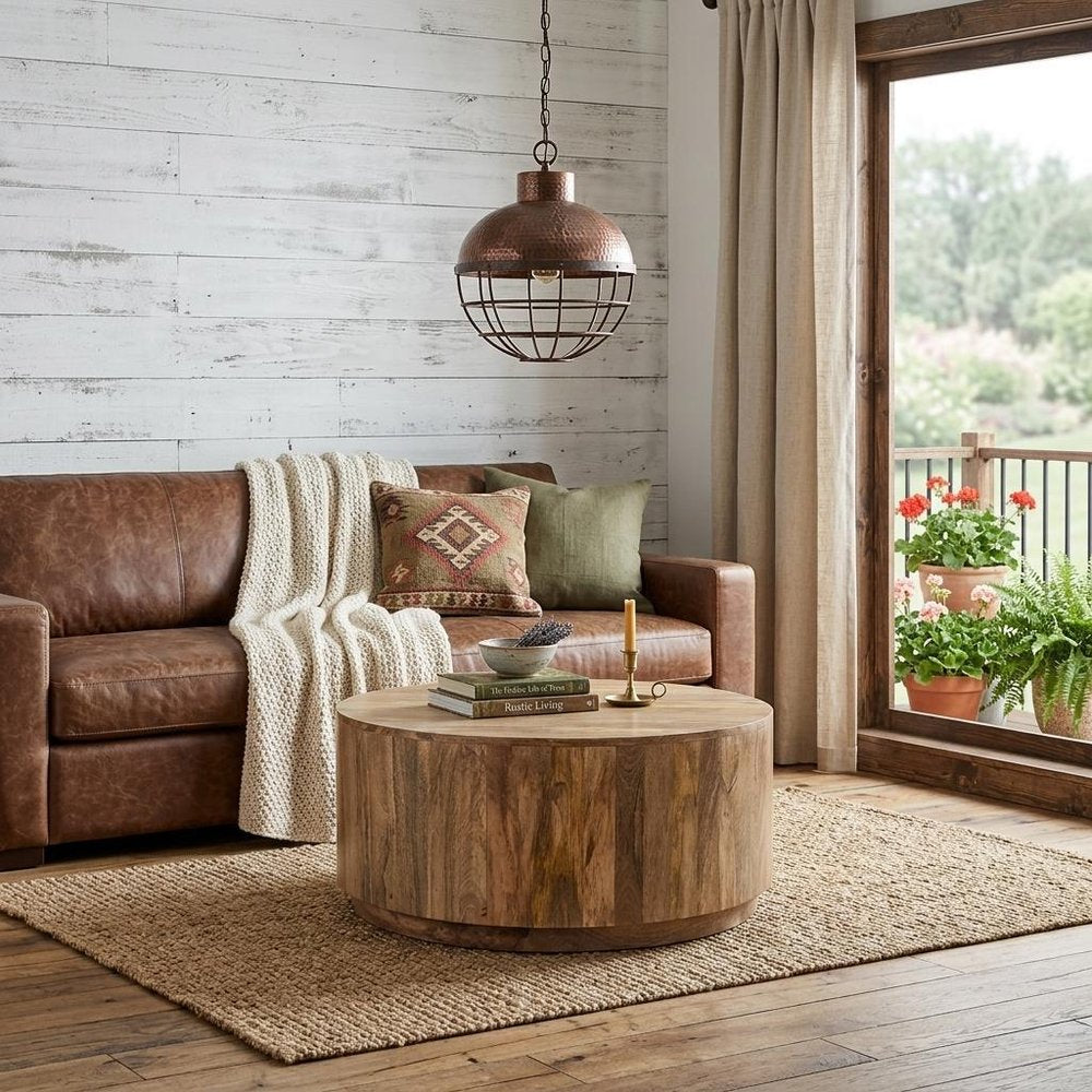 42" Natural Solid Wood Round Coffee Table HomeRoots