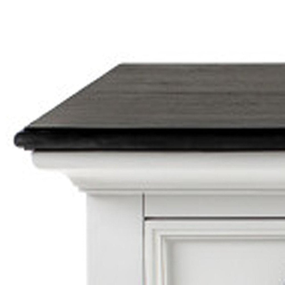60" White & Black Solid Wood Buffet Table HomeRoots