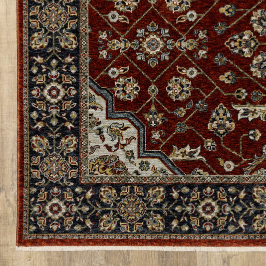 Blue And Red Oriental Power Loom Area Rug With Fringe - 39.37" (H) x 60.24" (W) x 0.24" (D) FurniFindUSA