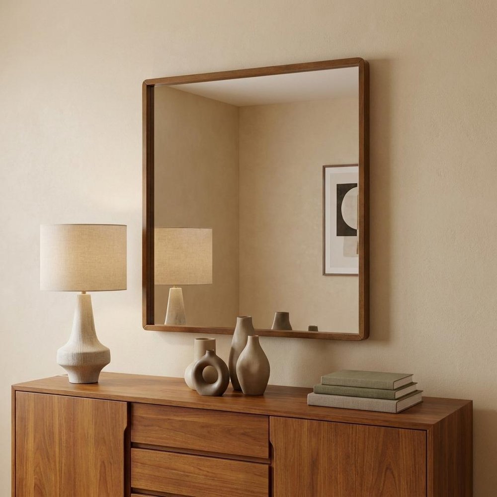 40" Brown Wood Framed Accent Mirror HomeRoots