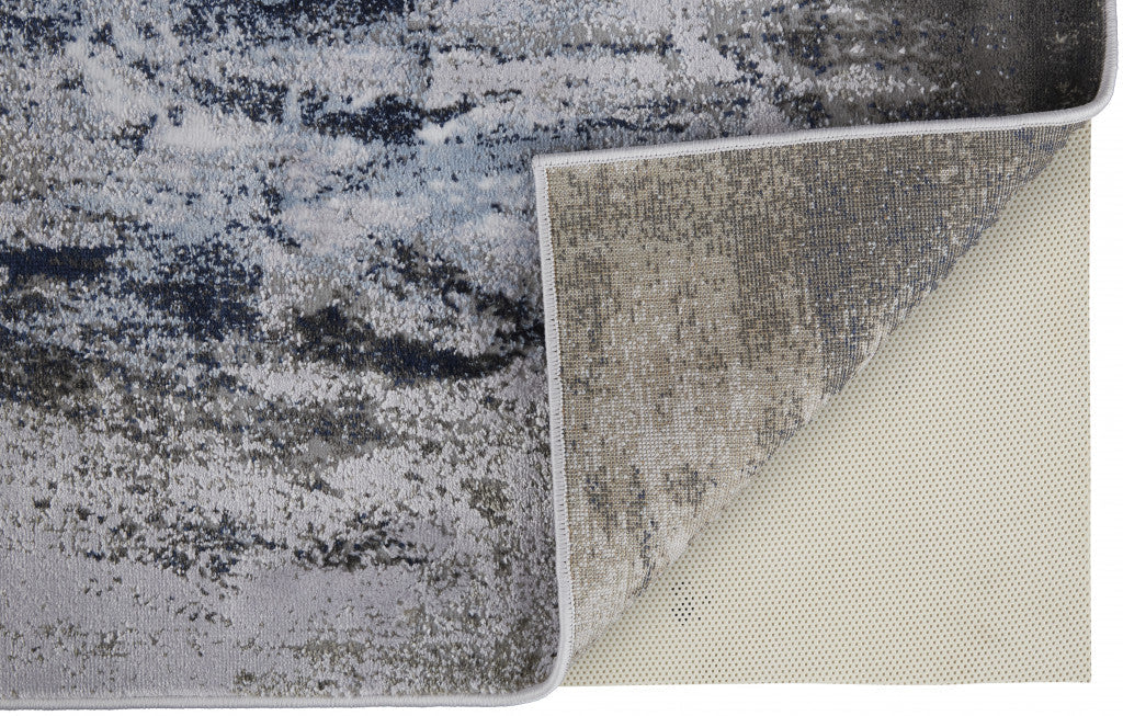 10' X 14' Blue Gray And White Abstract Stain Resistant Area Rug - 26.0" (L) x 36.0" (W) x 0.41" (H) FurniFindUSA