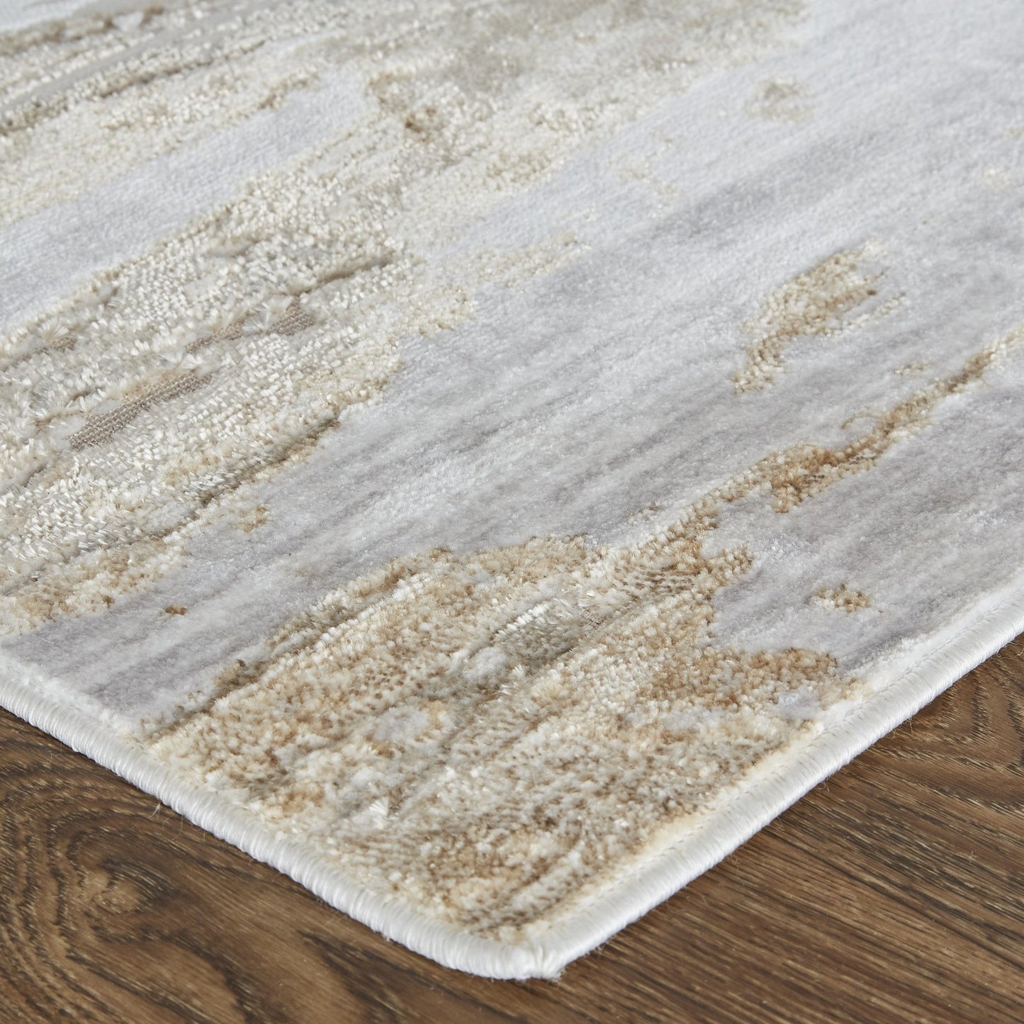 10' X 13' Tan And Ivory Abstract Power Loom Distressed Area Rug - 23.62" (L) x 36.22" (W) x 0.23" (H) FurniFindUSA