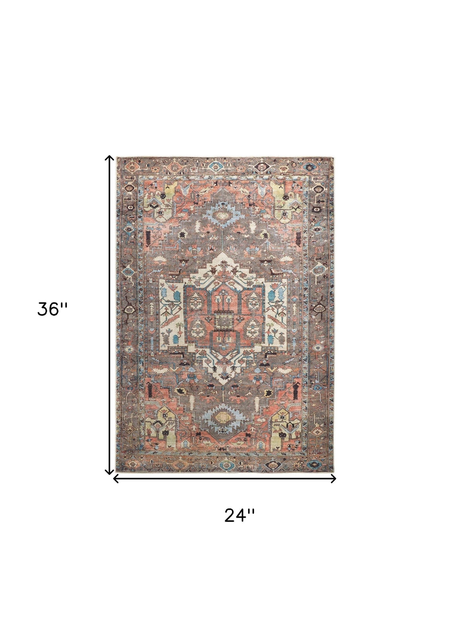 2' X 3' Taupe Red And Brown Floral Area Rug - 63.0" (L) x 89.0" (W) x 0.6" (H) FurniFindUSA