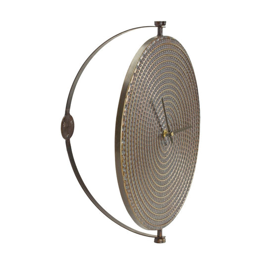 15" Circle Bronze Metal Analog Wall Clock HomeRoots