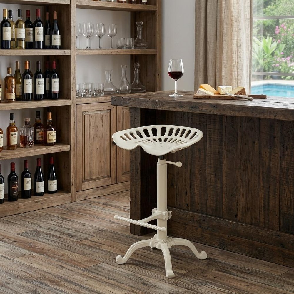 White Iron Backless Adjustable Height Bar Chair HomeRoots