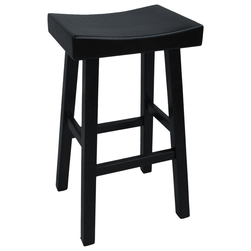 30" Black Solid Wood Backless Bar Height Bar Chair HomeRoots