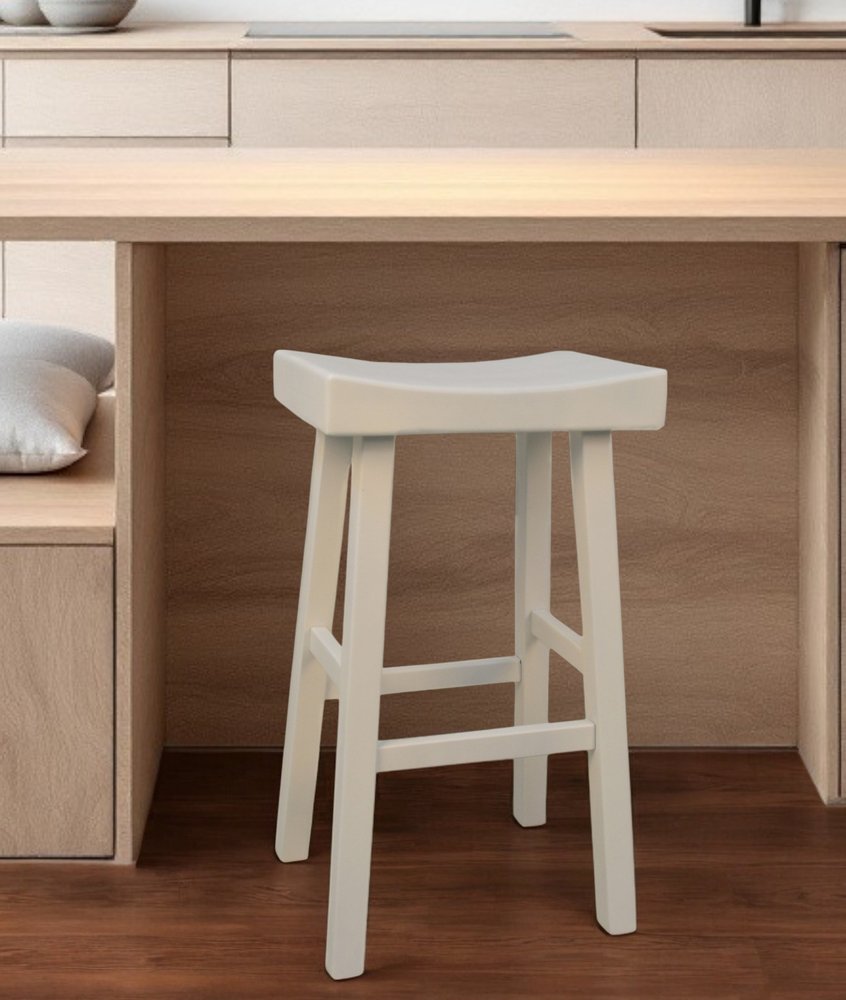 30" White Solid Wood Backless Bar Height Bar Chair HomeRoots
