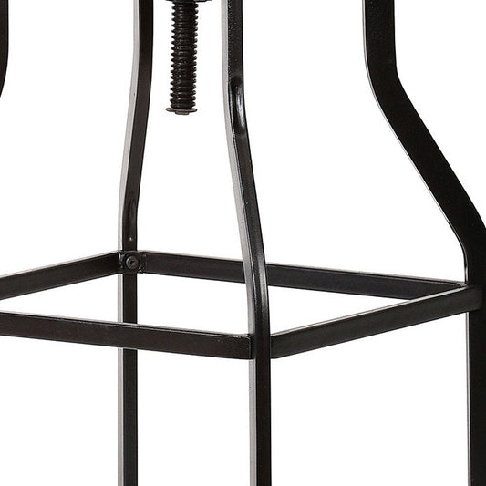 Chestnut And Black Solid Wood And Steel Backless Adjustable Height Swivel Bar Chair HomeRoots