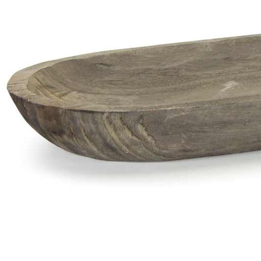 Set of Two Natural Brown Oval Solid Wood Serving Trays HomeRoots