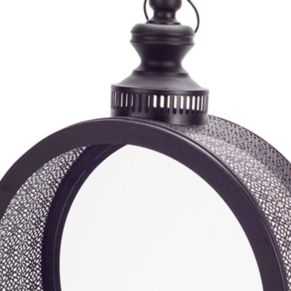 22" Black Distressed Ornate Metal Floor Lantern Candle Holder HomeRoots