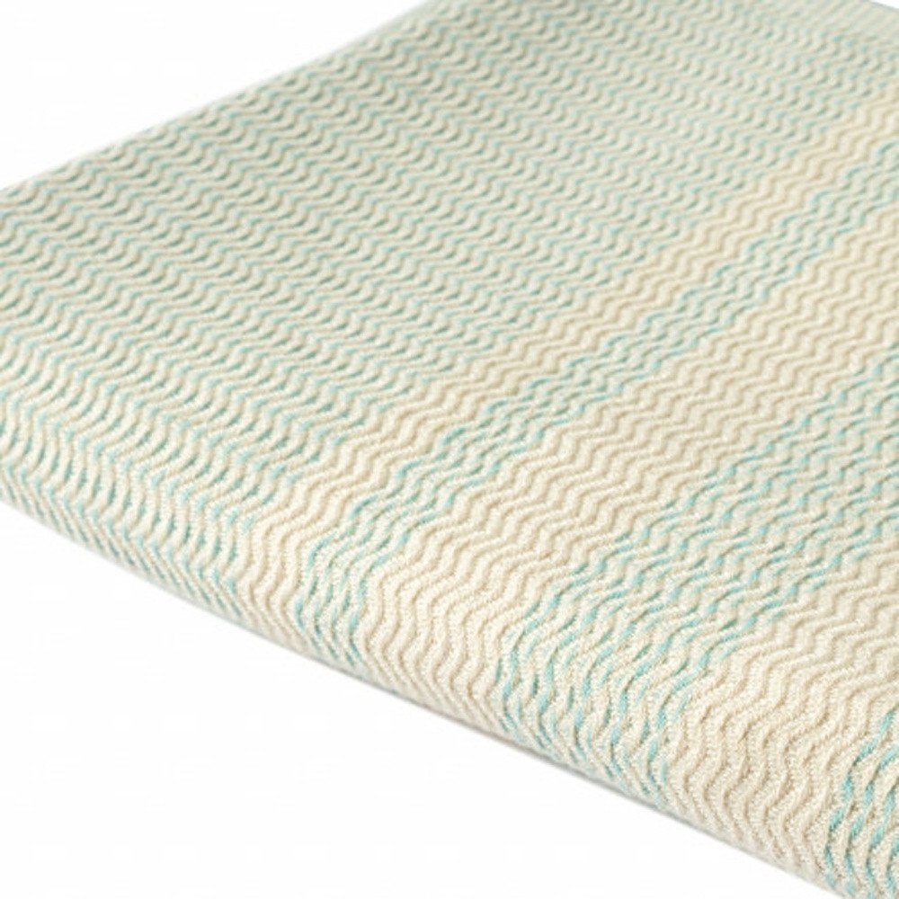 50" X 60" Turquoise Woven Cotton Striped Throw Blanket with Fringe HomeRoots