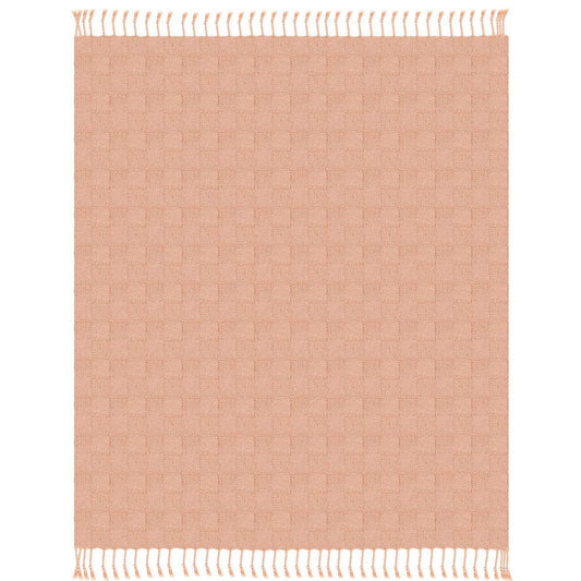 50" X 60" Orange Woven Cotton Throw Blanket with Fringe HomeRoots