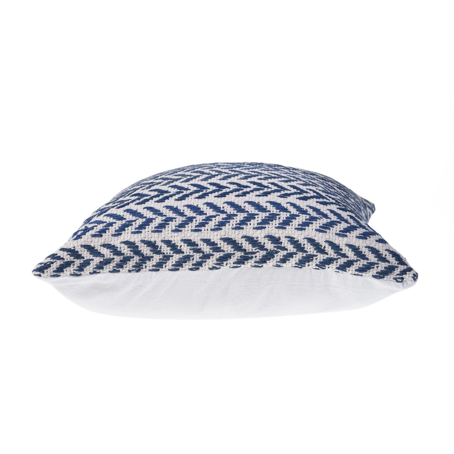 18" X 18" Blue And White 100% Cotton Chevron Zippered Pillow FurniFindUSA