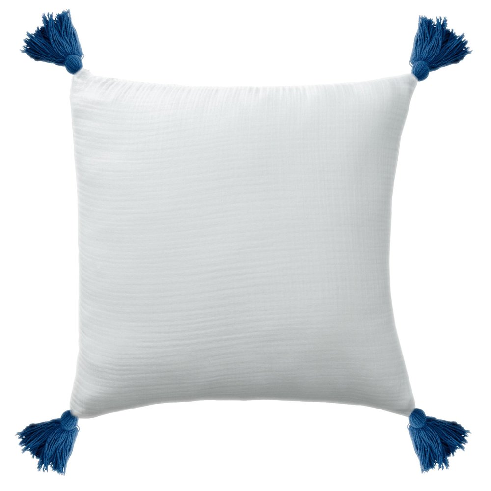 20" Blue And White Cotton Throw Pillow HomeRoots